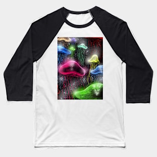 Glowing Colorful Jellyfish Underwater Baseball T-Shirt